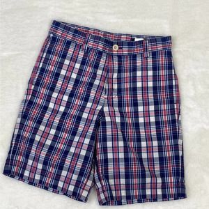 Vineyard Vine Boys Red, White, & Blue Plaid Breaker Shorts